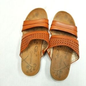 Baretraps Jimina faux leather‎ slides slip on Brown Sandals all man made sz 6.5